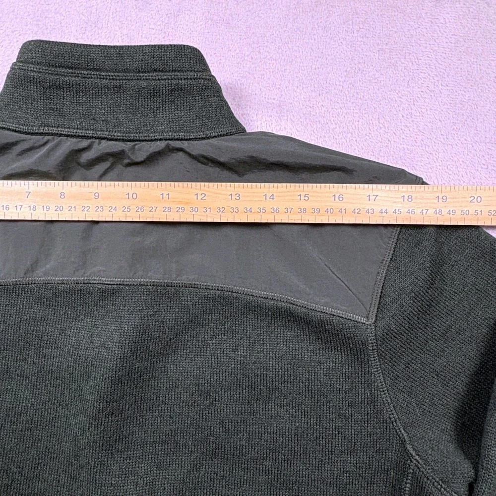 Eddie Bauer XL Quarter Zip Sweater Fleece Green Pullover Nylon‎ Panels